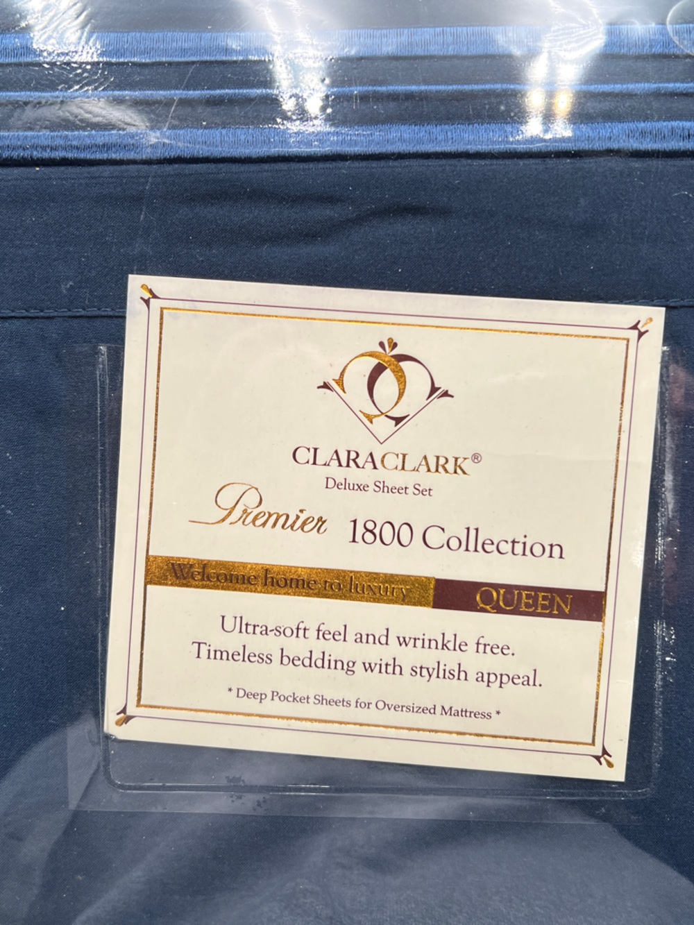 Clara Clara Premier 1800 Collection Sheet Set: Queen Navy Blue